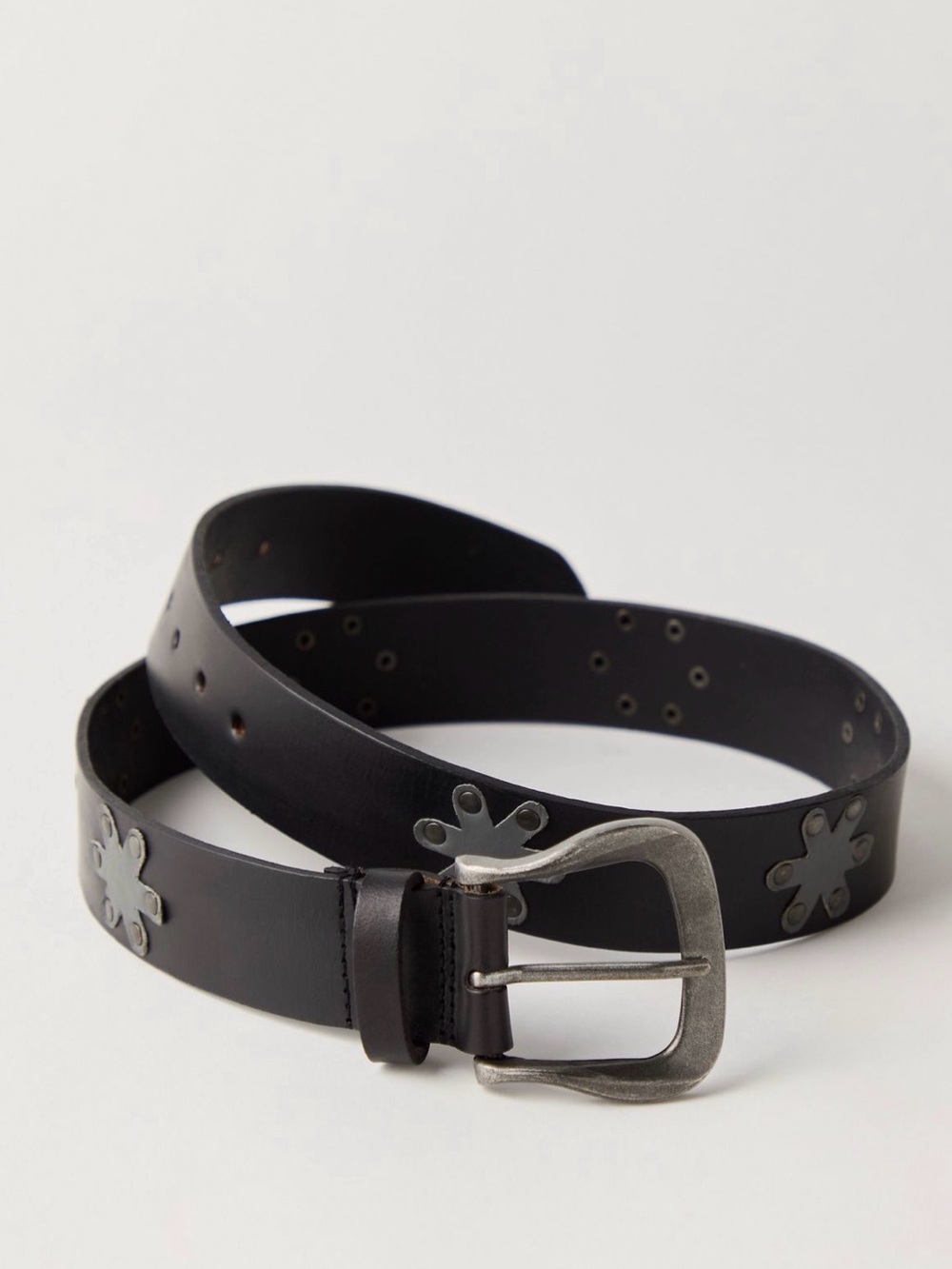 New NWT Free People Sonny Studded Genuine Leather Belt  - L/XL in Black